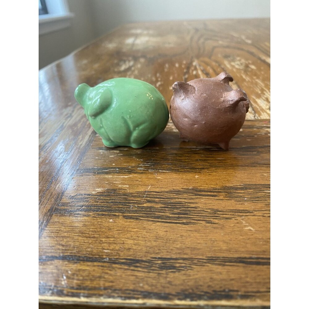 Vintage Ceramic Pig Miniature Figurines Set of 2